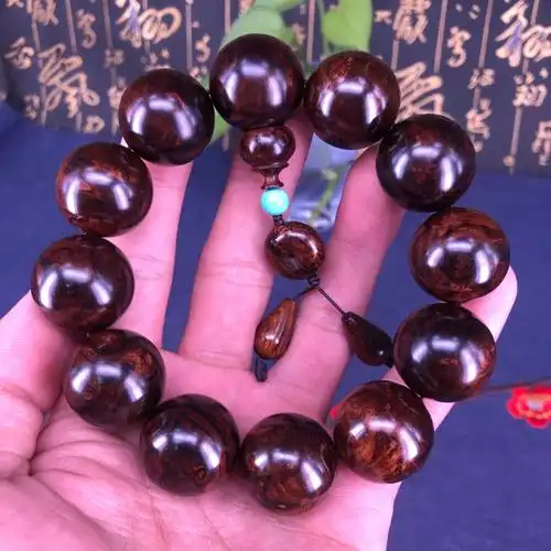 海南黄花梨紫油梨水波瘤疤纹理20手串