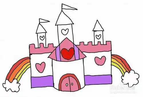 怎么画彩色简笔画美丽的城堡?