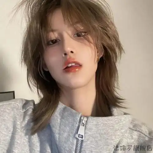 狼尾假发全头套男女用自然蓬松短发帅气cos潮流日系学生鲻鱼头 自然黑