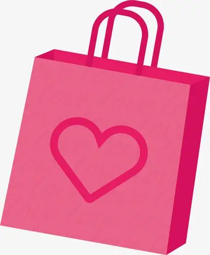 矢量图,卡通手绘,水彩,创意,粉色,购物袋,爱心