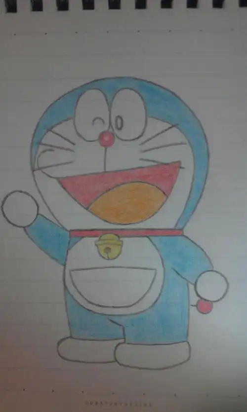 彩铅手绘机器猫卡通动漫图片彩铅画彩铅| 人物彩铅简笔画