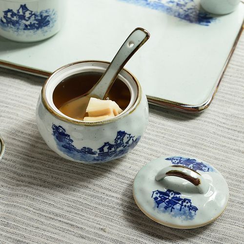 毛孩陶瓷新中式隔水炖蛋盅燕窝双耳炖盅带盖汤碗创意家用酒店餐具