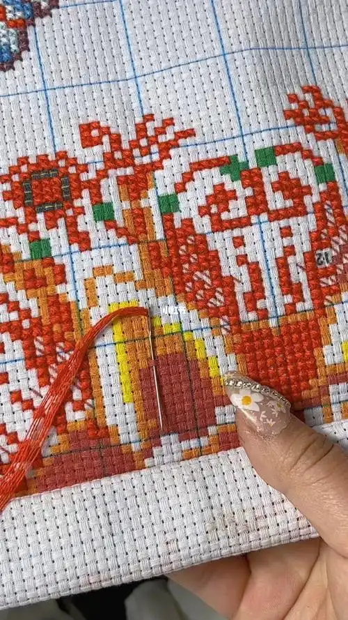 十字绣乱背绣左手绣花十字绣喜结良缘