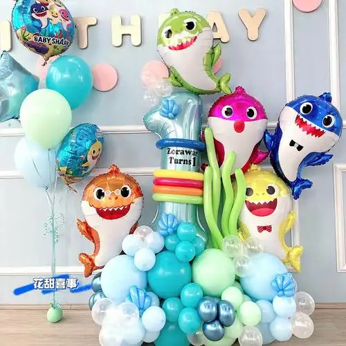 悉尼00babyshark鲨鱼宝宝气球
