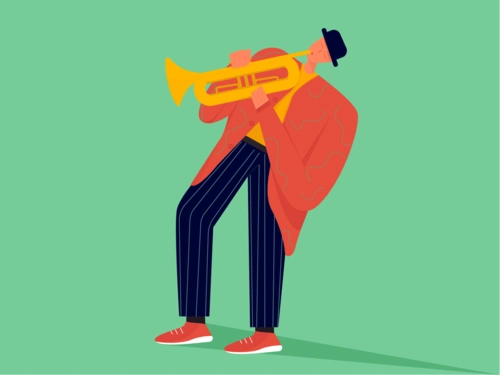 吹小号的人物卡通象形ui