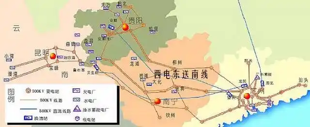 主要是将中国最大的河流长江及其支流的水电,如三峡,二滩等水电站,将