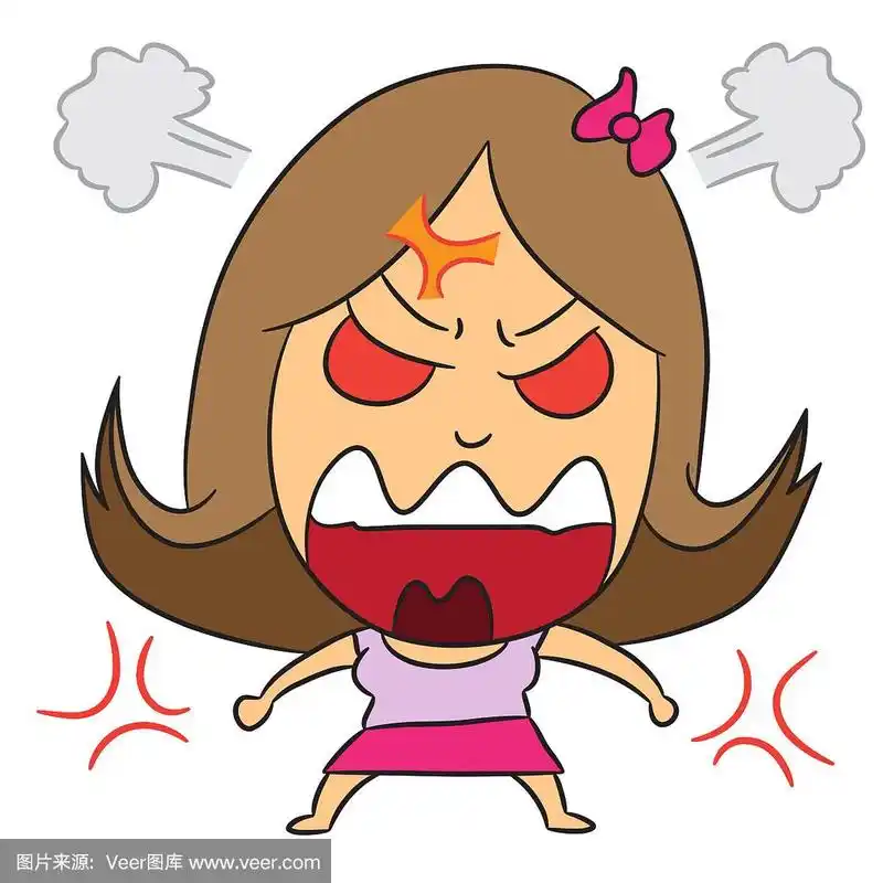 卡通画愤怒的女人