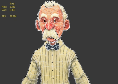 手绘q版卡通老头管家