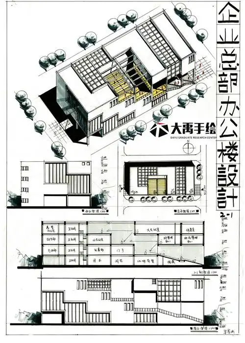 大禹建筑快题方案【企业办公楼】|空间|建筑设计|安安的静静 - 原创