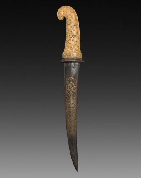 清乾隆御制象牙柄鞘刀正面美国克利夫兰博物馆藏