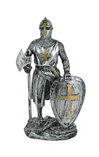 things2die4 戴着盔甲的圣殿骑士战斧和剑雕像things2die4106272.