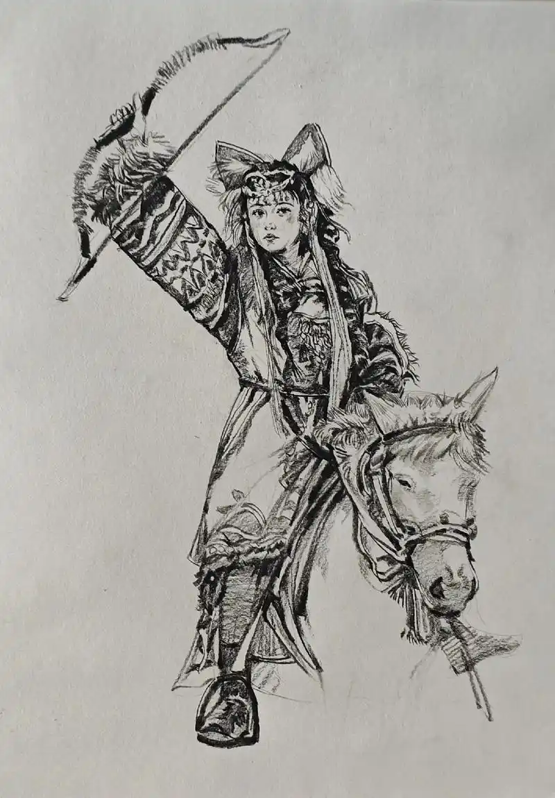 速写.少数名族小美女#美术生 #手绘 #画画 #集训 #速写 - 抖音