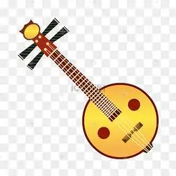 古代乐器金色阮矢量弹奏阮红衣古典古装美女古代乐器大阮插画弹唱乐器