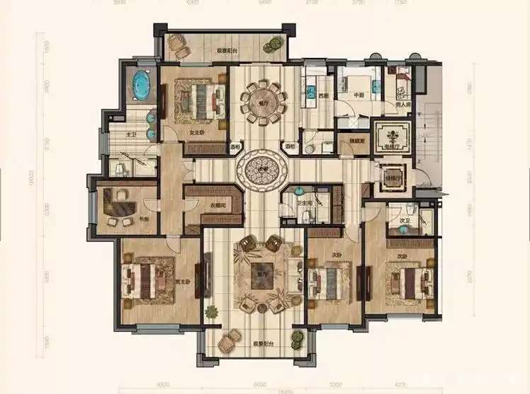 真正的十字圆厅,330平米奢华豪宅大平层