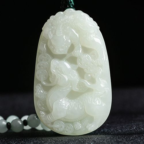 和田玉貔貅吊坠男款玉佩招财转运辟邪女士天然玉石皮丘项链——旭纤