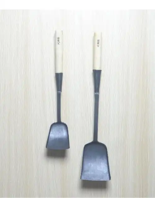 老式锅铲长柄加长手工铁锅铲炒菜铲子家用木柄锅铲传统厨房单个装