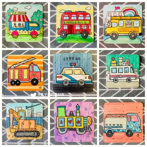 九宫格简笔画素材766公共汽车糖果