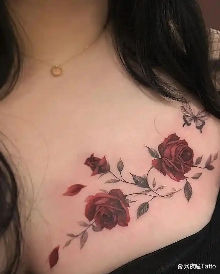 一朵玫瑰花纹身图片推荐,玫瑰颜色代表什么?