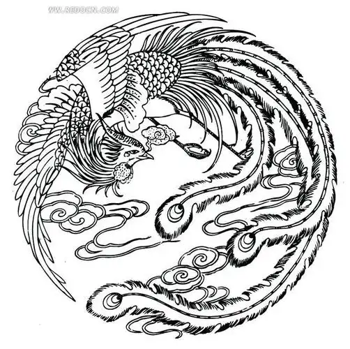 中国传统圆形凤凰纹饰图片