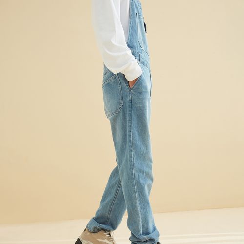 美特斯邦威工装背带裤男早秋休闲潮流帅气宽松学生牛仔裤