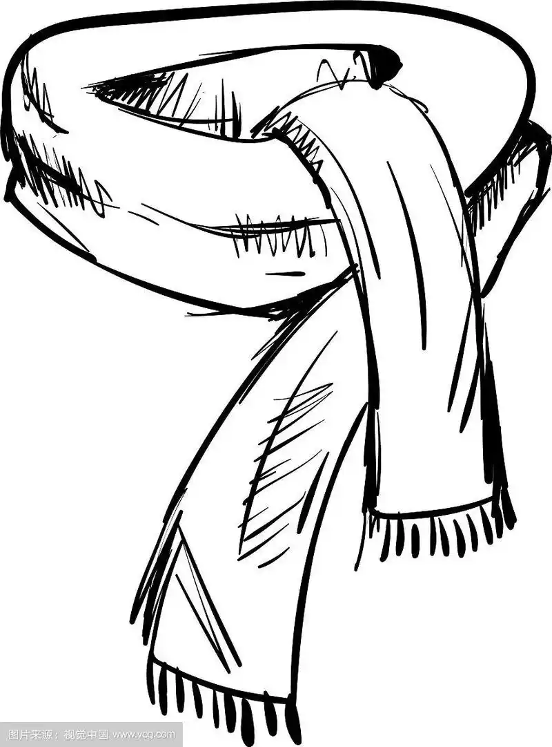 冬季围巾绘制在白色的背景