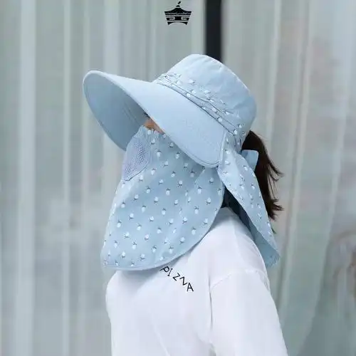 防晒帽子女夏季大帽檐全遮脸太阳帽大沿妈妈凉帽户透气采茶遮阳帽