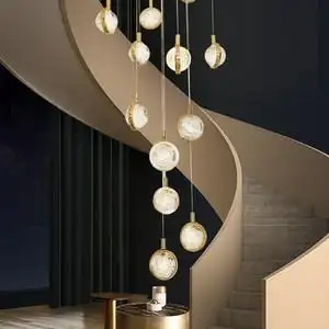 别墅后现代水晶楼梯间吊灯复式楼地球仪轻奢长吊灯loft公寓奢华灯