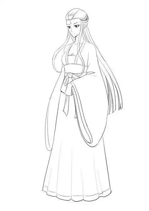 简笔画人物女孩古装鞋子