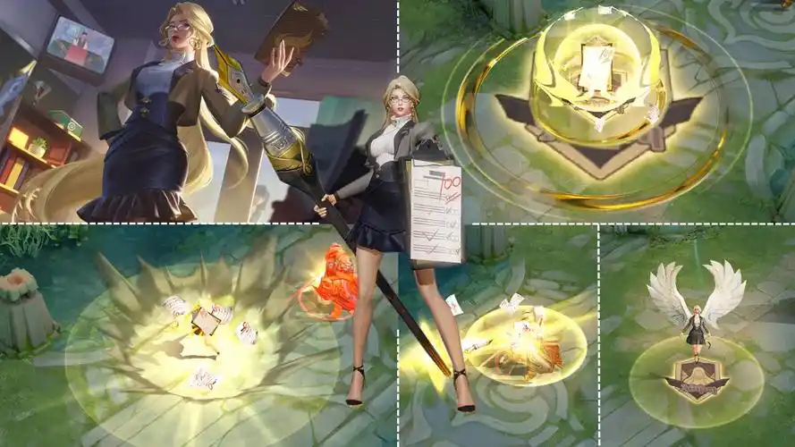 雅典娜战令限定皮肤【单词大作战】预览,制服诱惑!特效还不错!