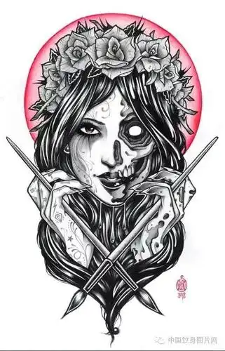 干货:纹身精品素材之欧美美女手稿