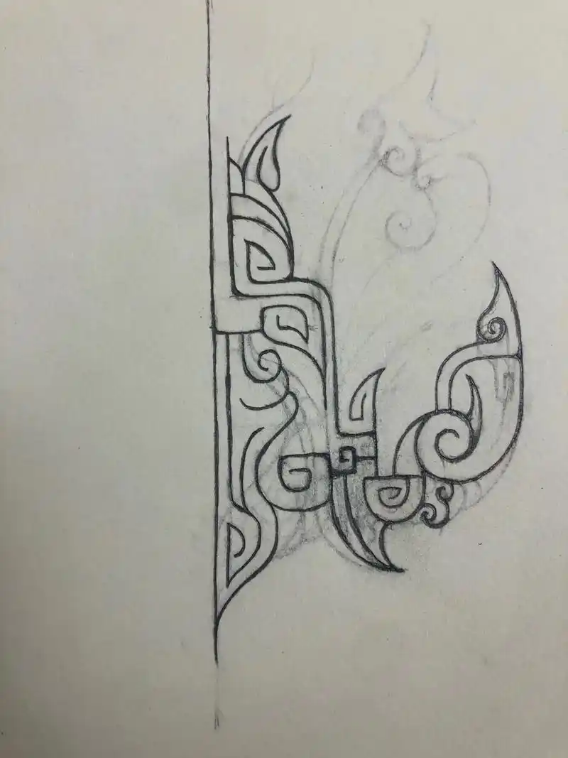 对称线条小画.#画画#图案#线稿#纹样#中国传统经典纹样 - 抖音