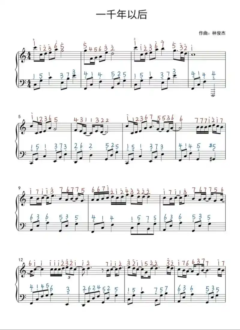 一千年以后钢琴曲谱#钢琴谱 #前奏一响拾起多少人的回忆 #钢 - 抖音