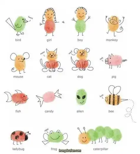 幼儿简笔画趣味指纹画