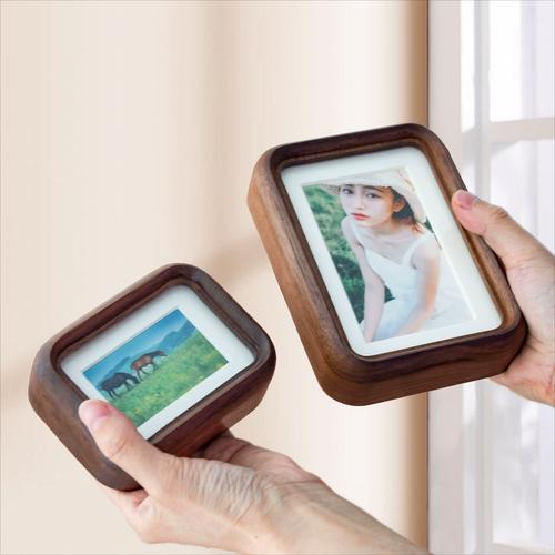 黑胡桃实木拍立得相框摆台卡通迷你洗照片做成小摆件画框diy打印