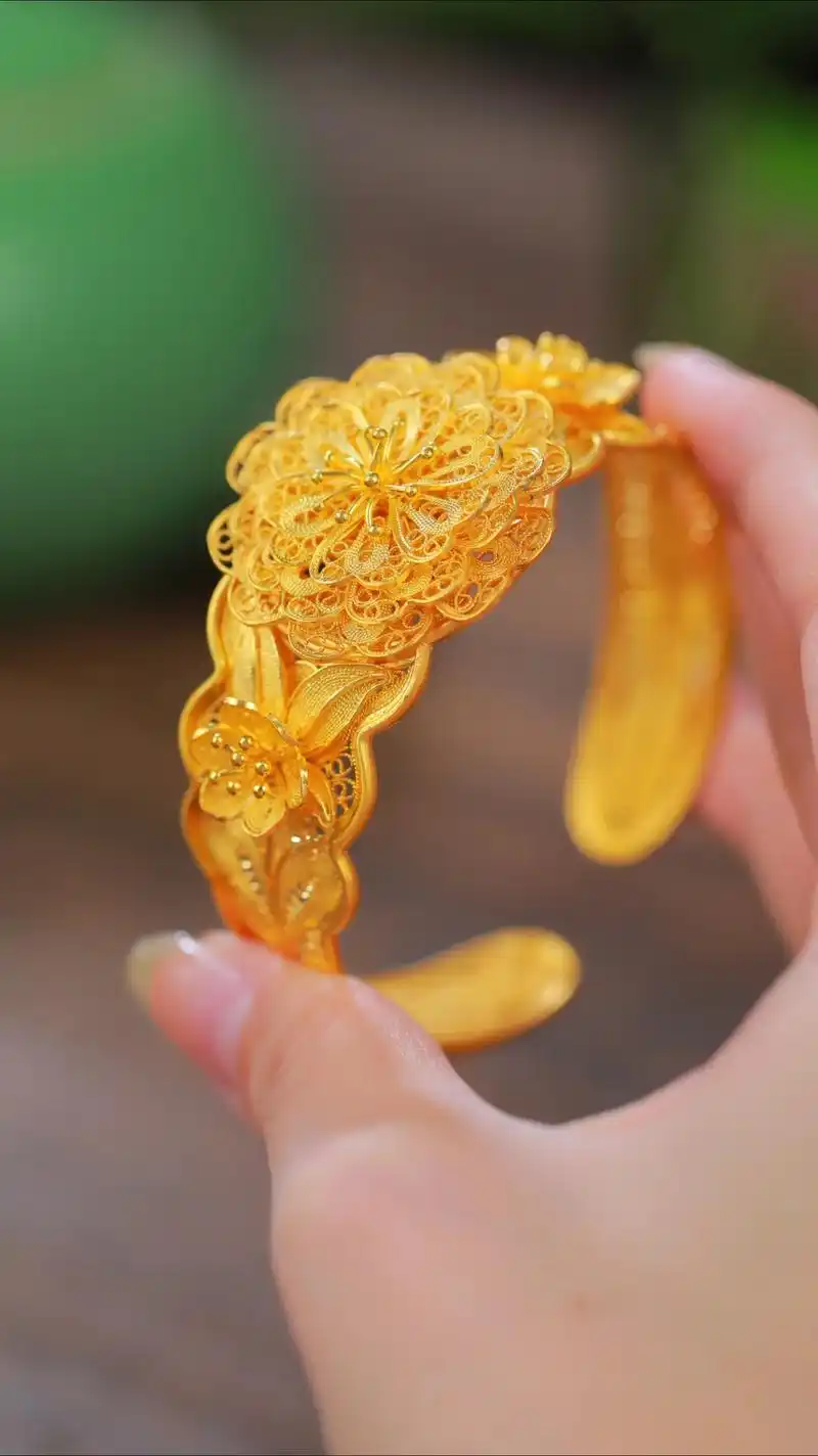 海棠花丝手镯"难怪嬛嬛喜欢的是海棠" #东方美学 #国风 - 抖音