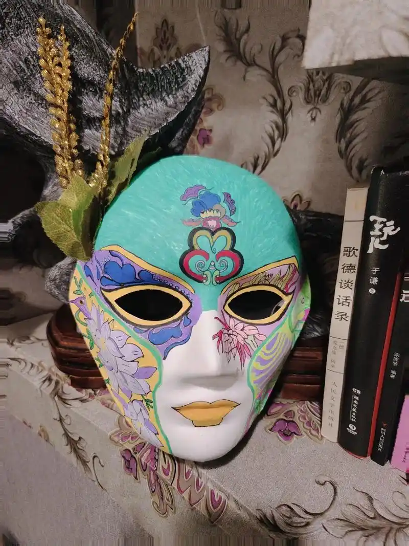 脸谱面具绘画  #六一创意面具 对于手残党来说,尽力了06 - 抖音