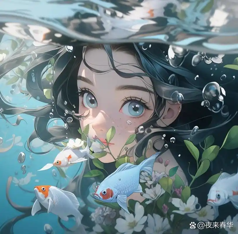 通透清凉动漫女孩 水下少女