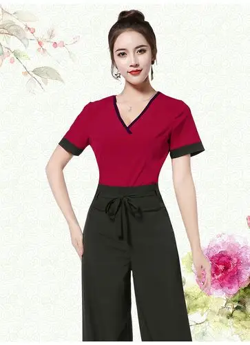 足浴技师工作服足疗技师工作服2019新款沐足技师工衣美容师工作服d