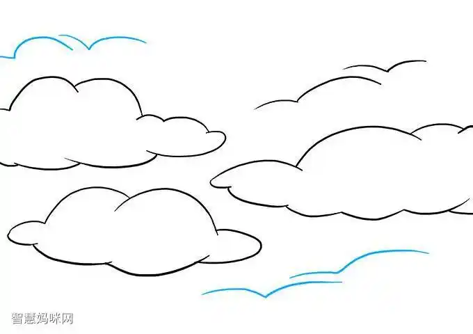 蓝天白云怎么画