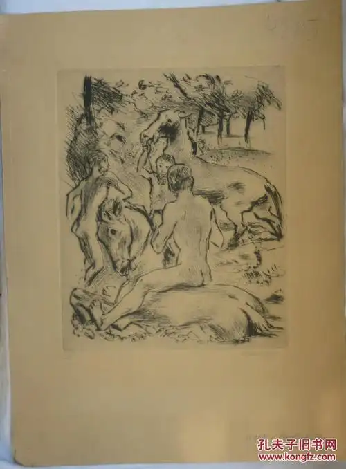 签名人物马原创蚀刻铜版画1945年出版l01nge24xh02he29cminnen