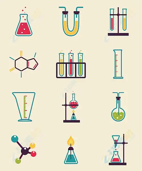 趣味化学实验物品图标矢量素材下载