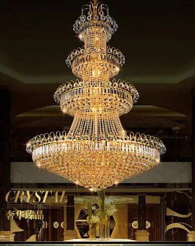 复式楼大吊灯楼中楼长吊灯大厅吊灯欧式客厅水晶灯酒店别墅楼梯灯