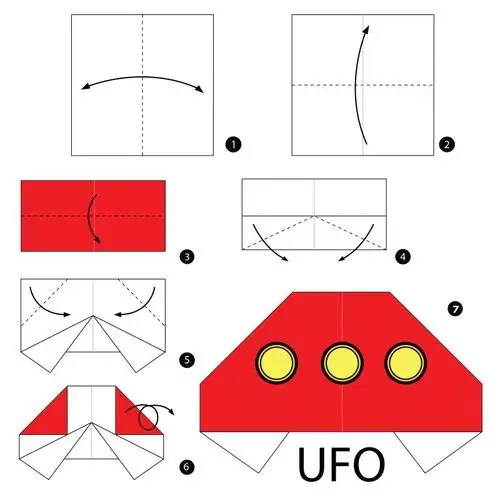 折纸飞碟步骤的矢量图解