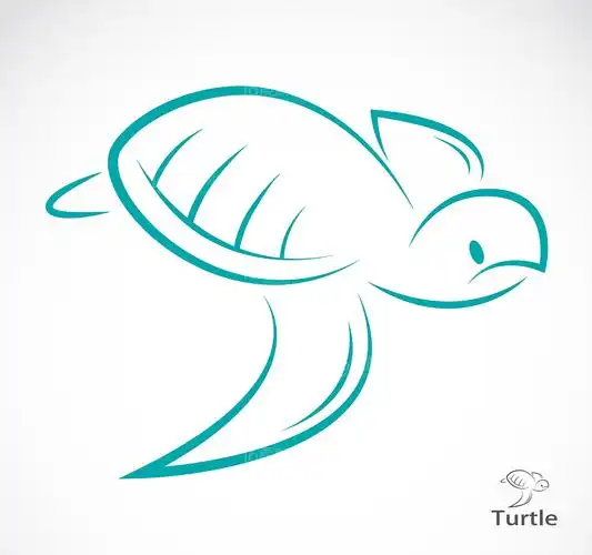 手绘蓝色海龟矢量素材