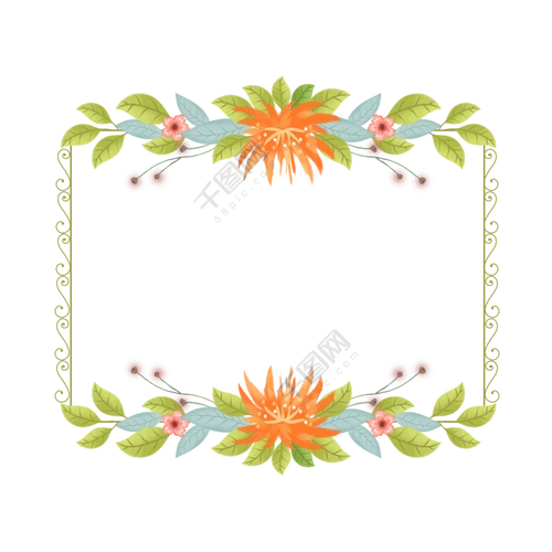 边框图片素材免费下载,本次作品主题是长方形卡通手绘清新花卉植物