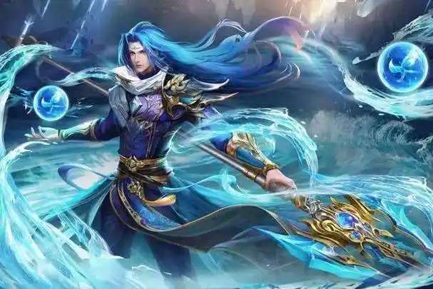 唐三成神后的不同造型,蓝发披肩优雅帅气,白发黑衣俊美无双_海神_大陆