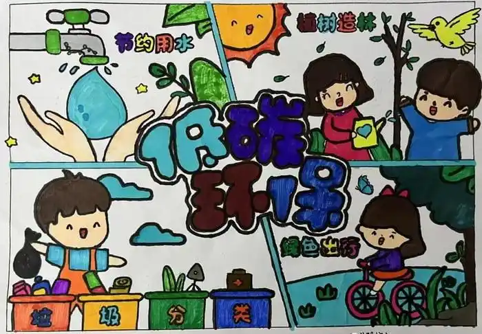 关于低碳环保的四格漫画