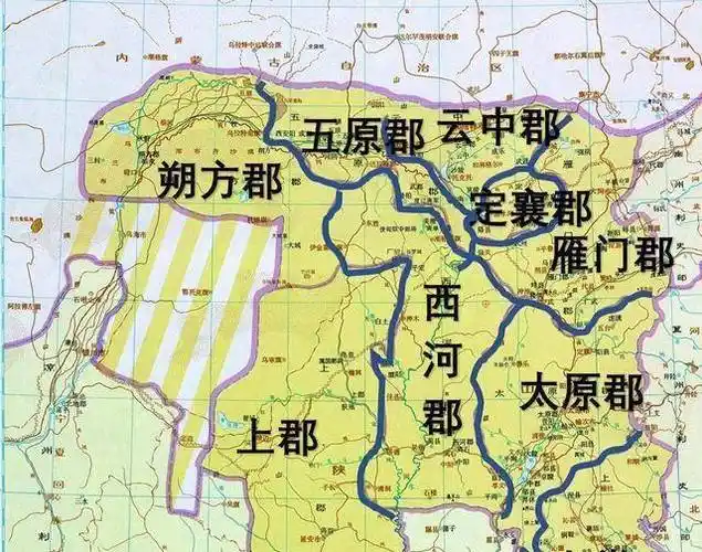 从此,河套地区又称河朔,汉之边郡也多出两个新成员,朔方郡与五原郡.