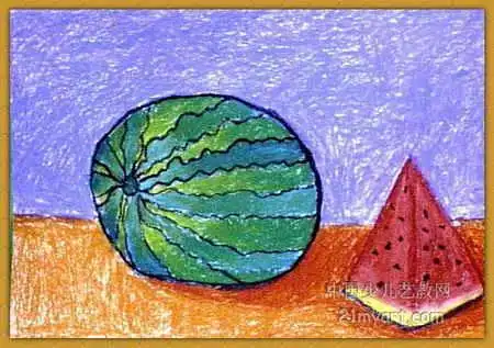 用油画棒画水果的简笔画