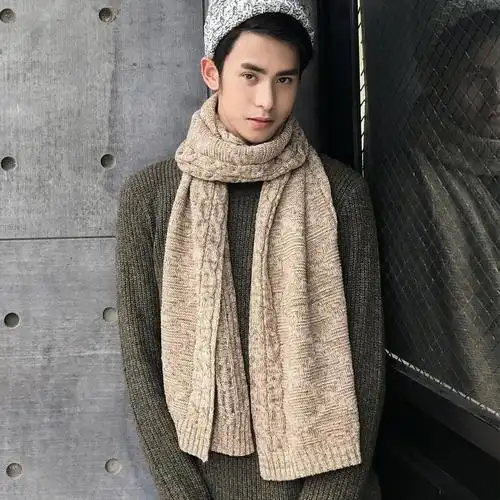 真享男士围巾冬季韩版毛线围巾加厚针织围巾保暖